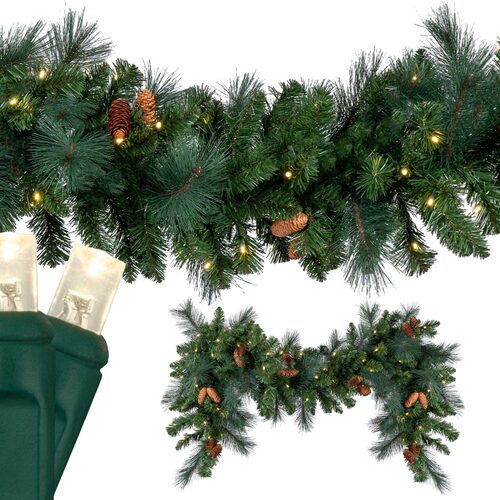 4.5-foot Mixed Noble garland with warm white LED lights