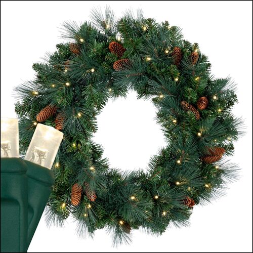 30-inch Mixed Noble wreath with warm white LED lights